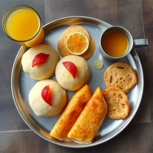 4 Dosa , Rasa vada , pappadam , Tea / Lemon Juice